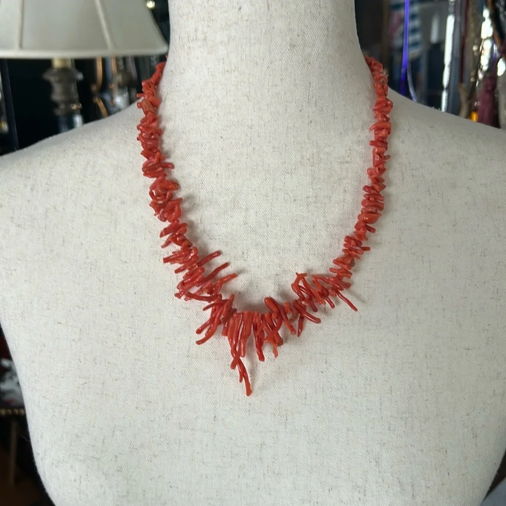 Vintage Branch Salmon Red Coral Necklace